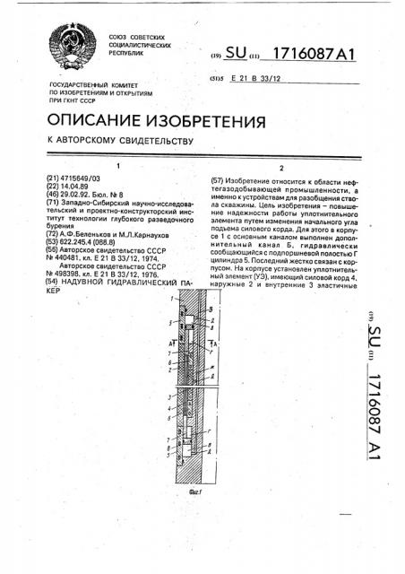 Надувной гидравлический пакер (патент 1716087)