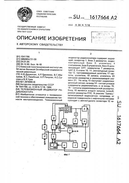 Телевизионный индикатор радиолокатора (патент 1617664)