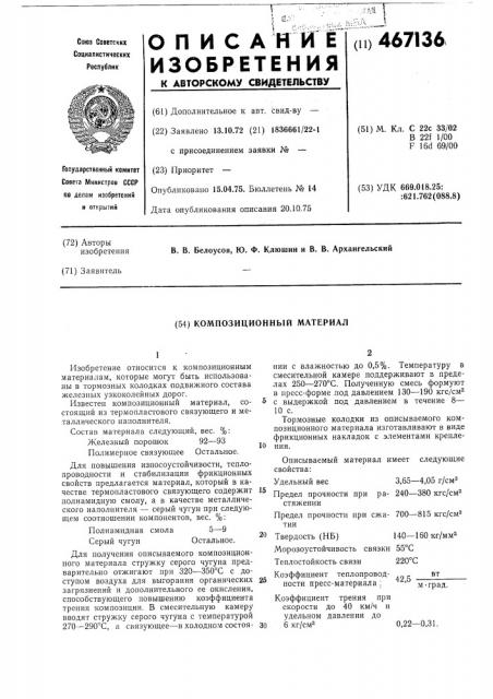Композиционный материал (патент 467136)
