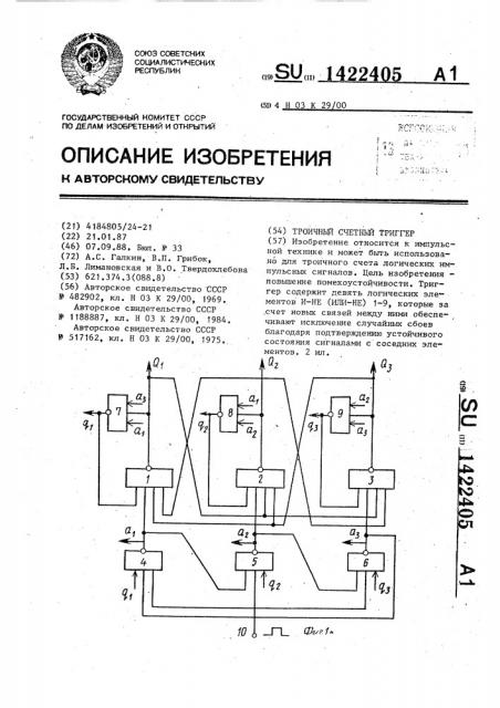 Троичный счетный триггер (патент 1422405)