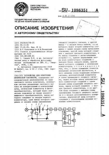 Устройство для измерения оптической плотности (патент 1086351)