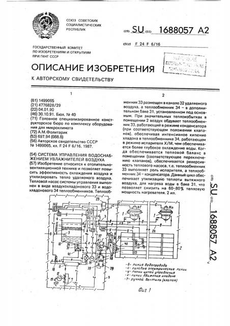 Система управления водоснабжением увлажнителей воздуха (патент 1688057)