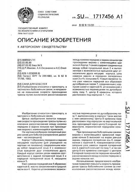 Сани для бобслея (патент 1717456)