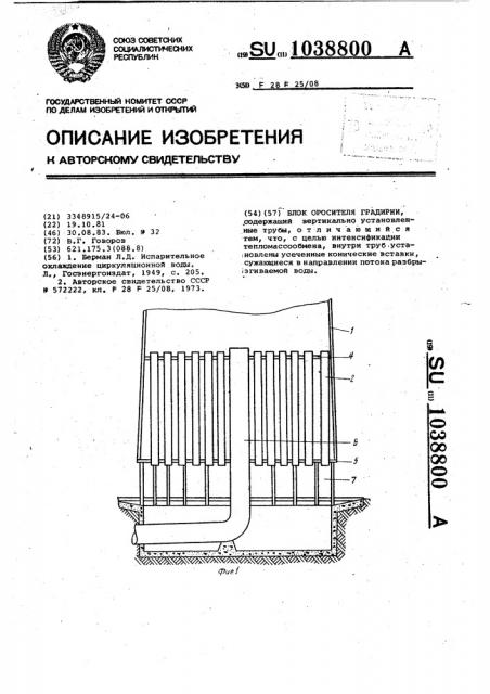 Блок оросителя градирни (патент 1038800)