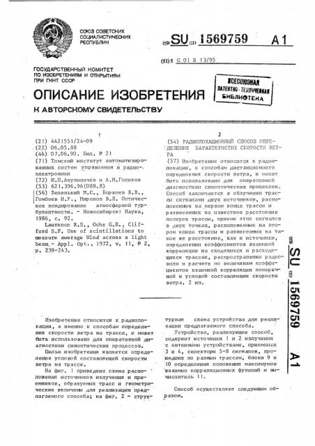 Радиолокационный способ определения характеристик скорости ветра (патент 1569759)