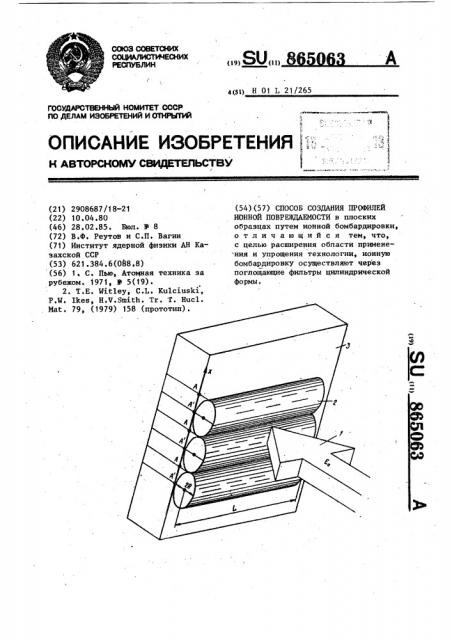 Способ создания профилей ионной повреждаемости (патент 865063)