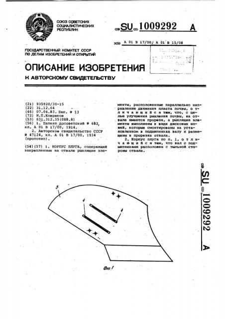 Корпус плуга (патент 1009292)
