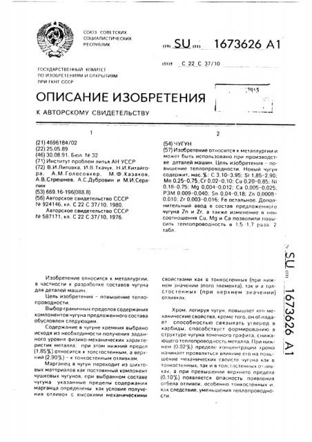 Чугун (патент 1673626)