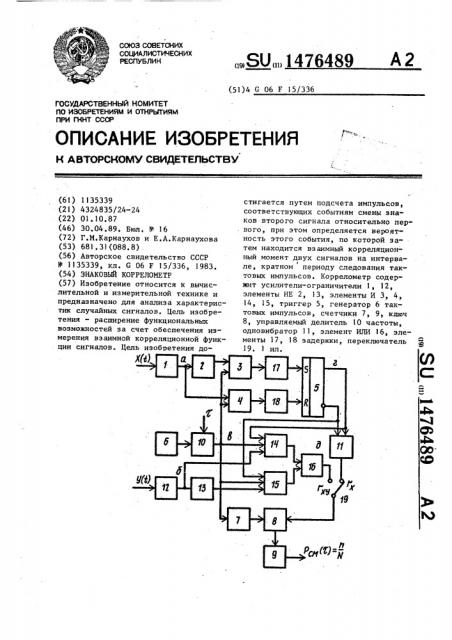 Знаковый коррелометр (патент 1476489)
