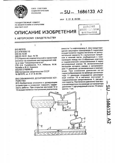 Скважинное дозировочное устройство (патент 1686133)