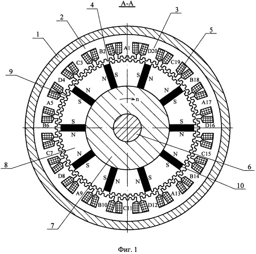 Редукторная магнитоэлектрическая машина с полюсным зубчатым индуктором (патент 2478250)