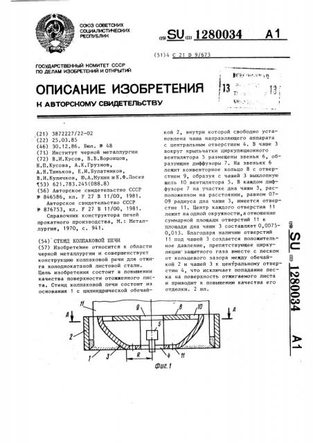 Стенд колпаковой печи (патент 1280034)