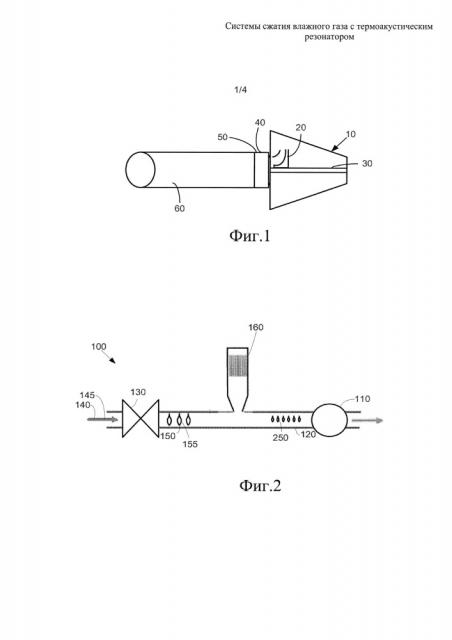 Системы сжатия влажного газа с термоакустическим резонатором (патент 2607576)