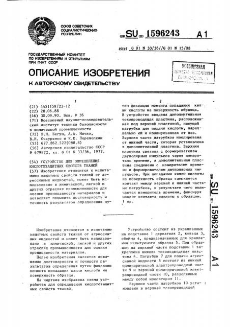 Устройство для определения кислотозащитных свойств тканей (патент 1596243)