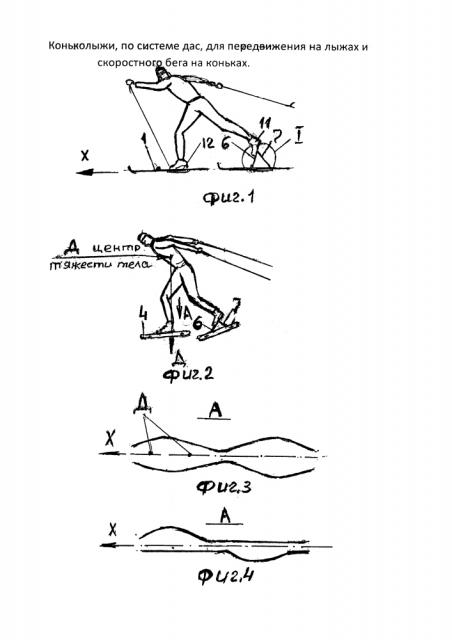 Коньколыжи по системе дас для передвижения на лыжах и скоростного бега на коньках (патент 2606860)