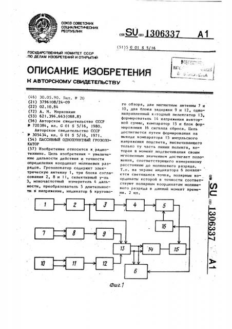 Пассивный однопунктный грозолокатор (патент 1306337)
