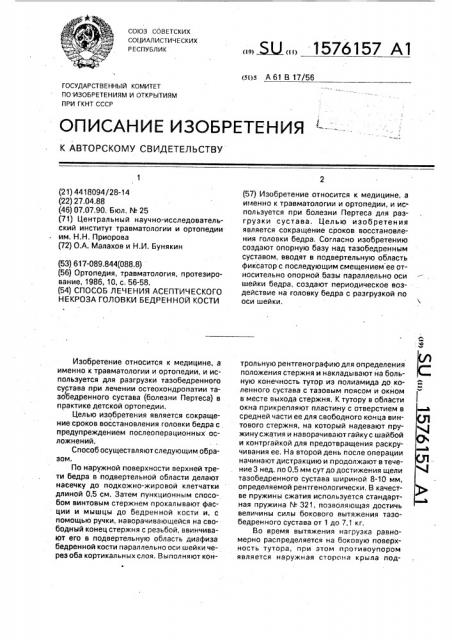 Способ лечения асептического некроза головки бедренной кости (патент 1576157)