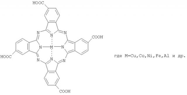 Металлокомплексы тетра-(5-бром-6-карбокси)антрахинонопорфиразина (патент 2286992)