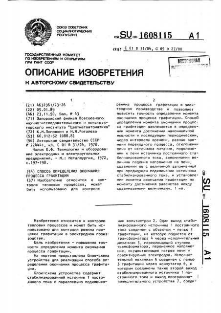 Способ определения окончания процесса графитации (патент 1608115)