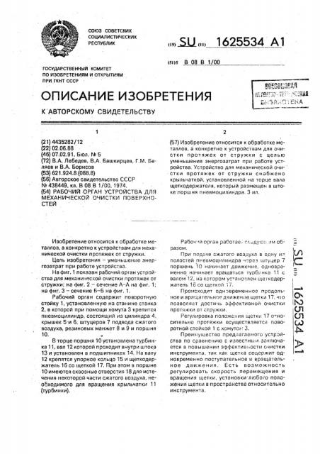 Рабочий орган устройства для механической очистки поверхностей (патент 1625534)