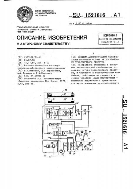 Система автоматической стабилизации положения остова крутосклонного транспортного средства (патент 1521616)