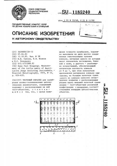 Тестовый образец (патент 1185240)