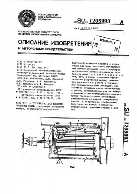 Устройство для выбивки литейных форм (патент 1205993)