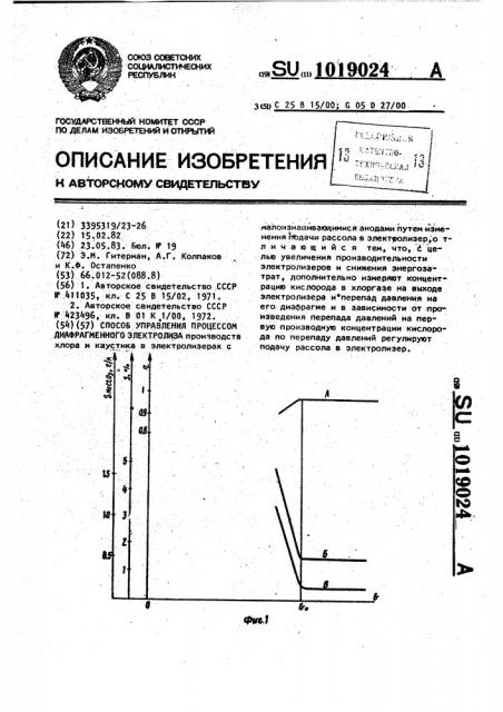 Способ управления процессом диафрагменного электролиза (патент 1019024)