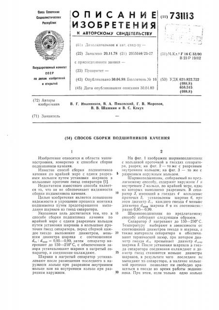 Способ сборки подшипников качения (патент 731113)