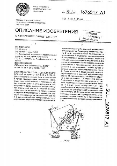 Устройство для отделения древесной зелени от сучьев и ветвей (патент 1676517)