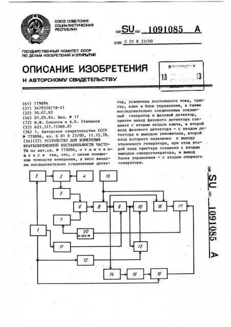 Устройство для измерения кратковременной нестабильности частоты (патент 1091085)