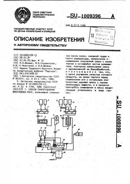 Способ приготовления шоколадных масс (патент 1009396)