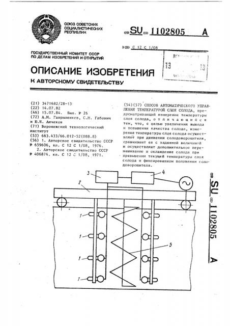 Способ автоматического управления температурой слоя солода (патент 1102805)