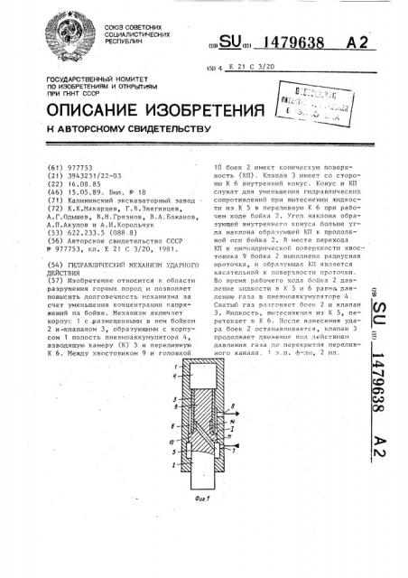 Гидравлический механизм ударного действия (патент 1479638)