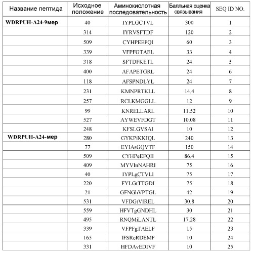 Пептиды эпитопа wdrpuh и вакцины, содержащие их (патент 2514386)