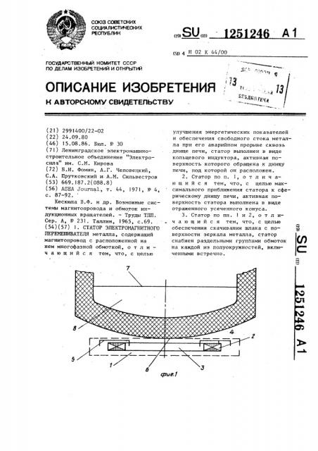 Статор электромагнитного перемешивателя (патент 1251246)