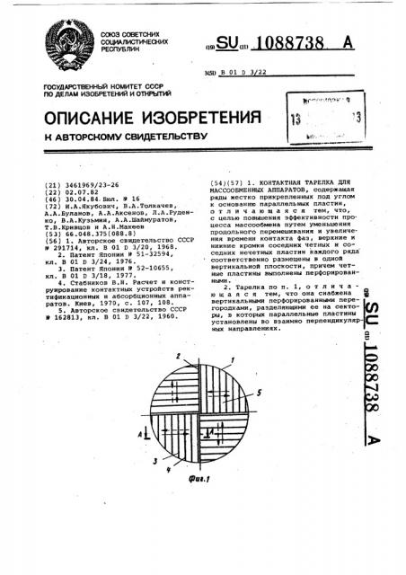 Контактная тарелка для массообменных аппаратов (патент 1088738)