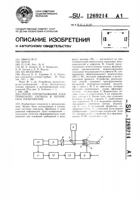 Способ преобразования электрического сигнала в оптическое изображение (патент 1269214)