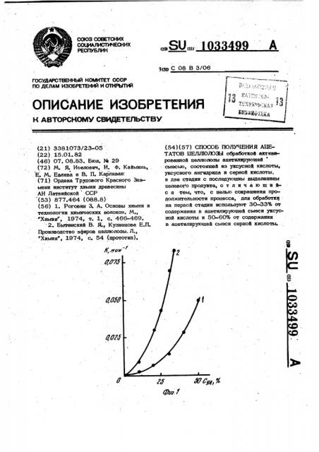 Способ получения ацетатов целлюлозы (патент 1033499)