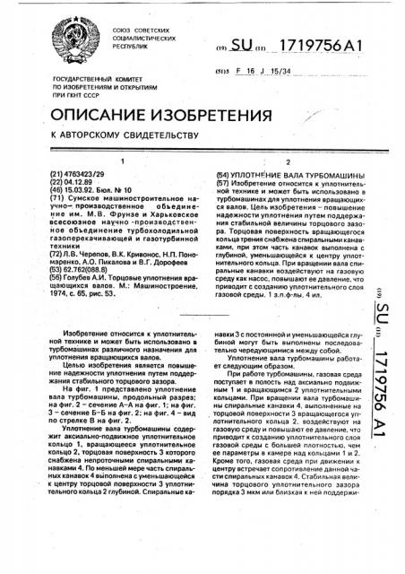 Уплотнение вала турбомашины (патент 1719756)