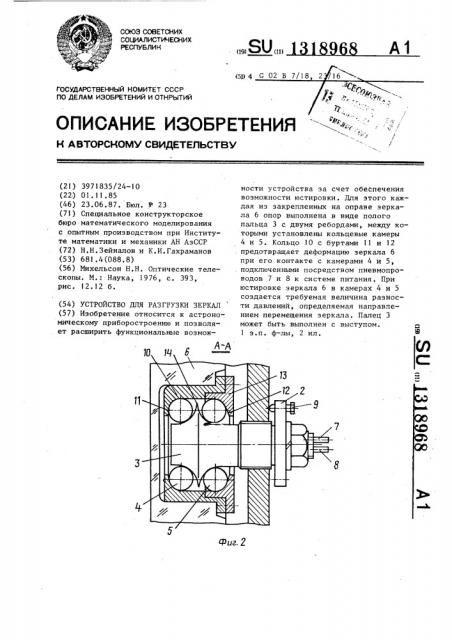 Устройство для разгрузки зеркал (патент 1318968)