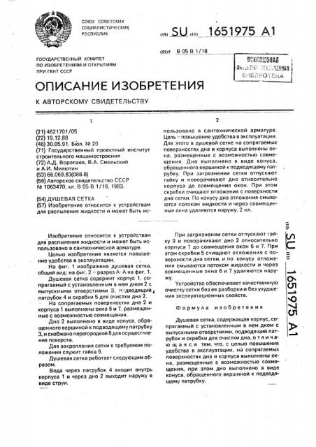 Душевая сетка (патент 1651975)