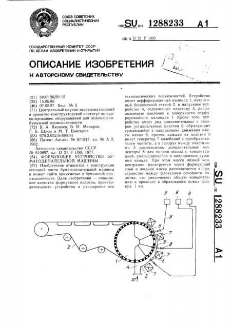 Формующее устройство бумагоделательной машины (патент 1288233)