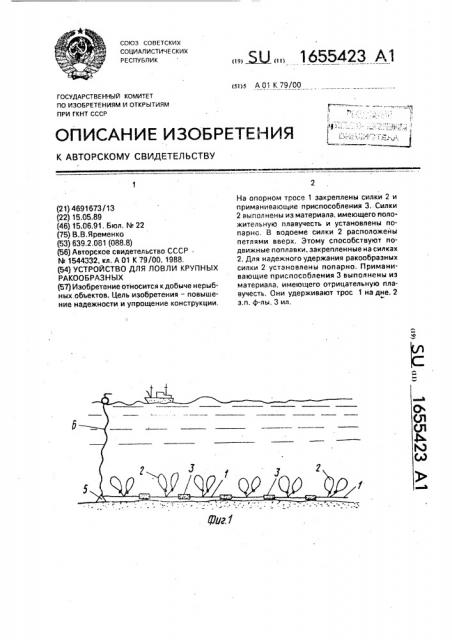 Устройство для ловли крупных ракообразных (патент 1655423)