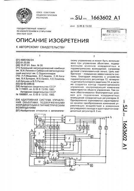 Адаптивная система управления объектами, подверженными координатным и параметрическим возмущениям (патент 1663602)