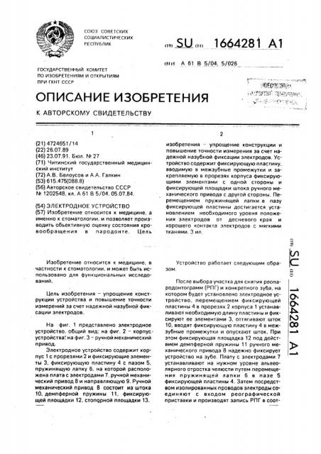 Электродное устройство (патент 1664281)