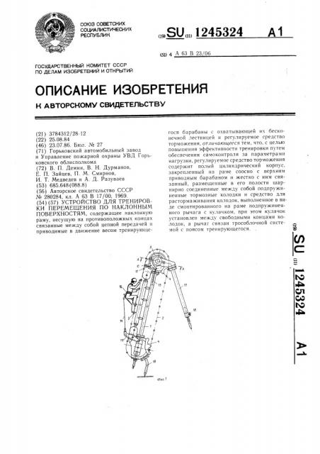 Устройство для тренировки перемещения по наклонным поверхностям (патент 1245324)