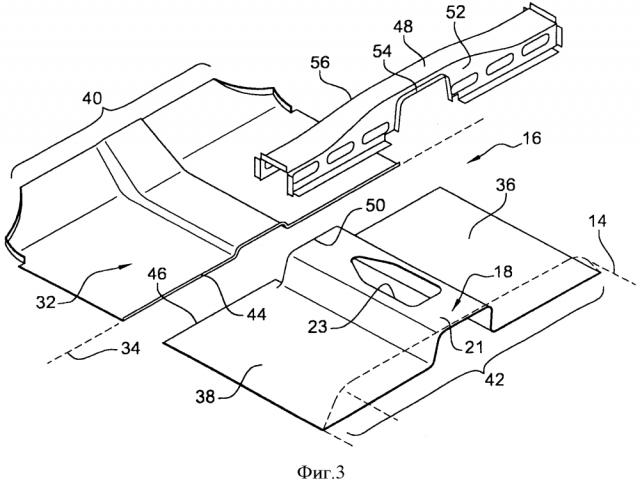 Конструктивный узел кузова автотранспортного средства, содержащий плоский передний пол (патент 2615212)