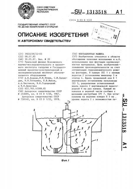 Флотационная машина (патент 1313518)