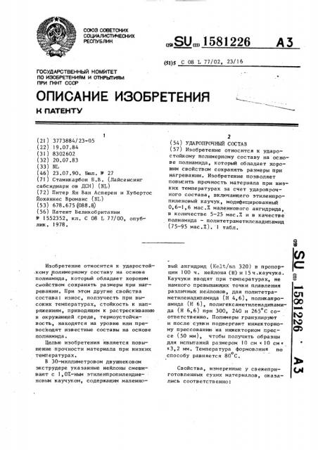 Ударопрочный состав (патент 1581226)